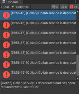 【Unity】エラー【Collab】Collab service is deprecated and has been replaced ...